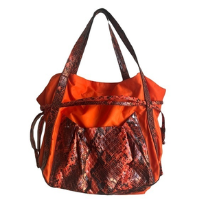 Falchi by‎ Falchi Orange Nylon Snakeskin Tote Bag